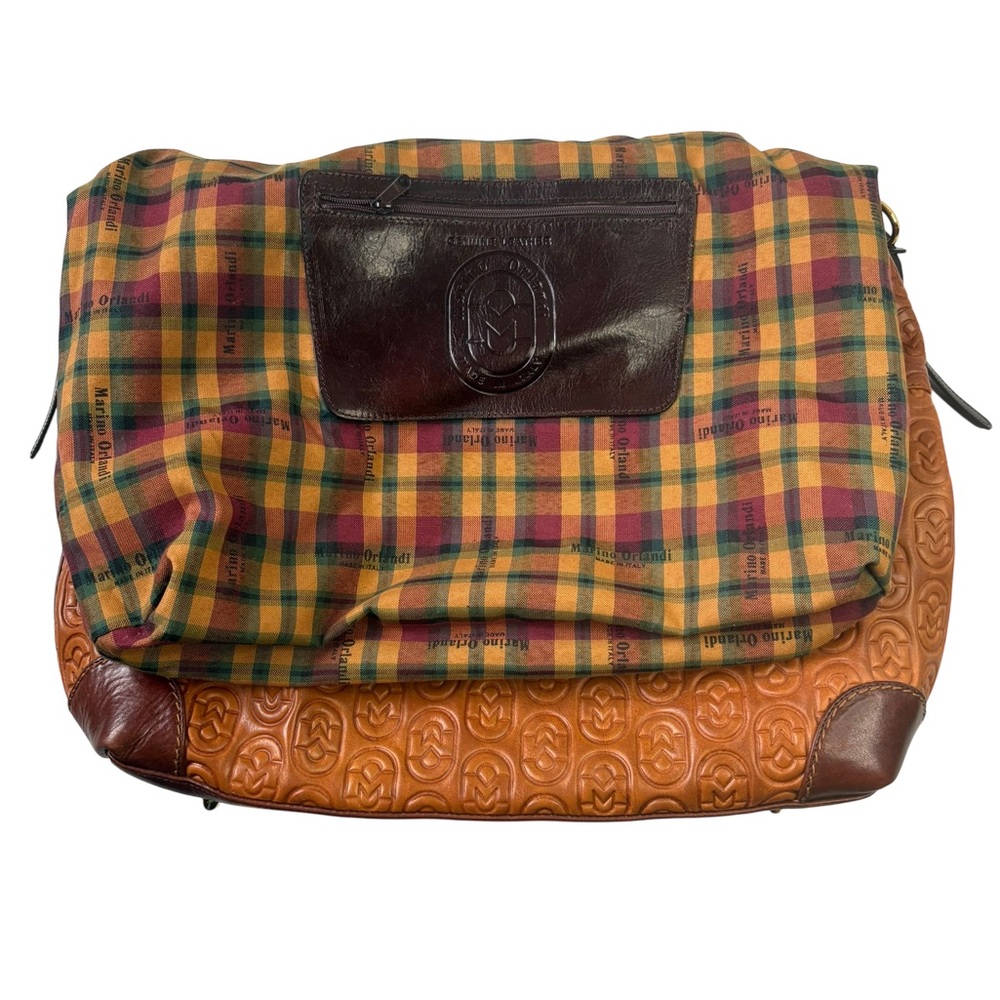 Marino Orlandi Monogram Embossed Leather Bag - Hobo Shoulder/Top Handle - Picture 13 of 14